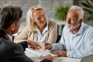 Estate planning attorney with clients
